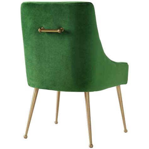 Beatrix Side Chair, Green/Brushed Gold Base | Side chairs dining, Dining chair seat covers, Chair