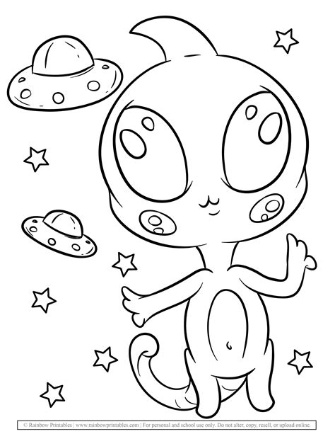 Aliens & UFO Coloring Pages - Rainbow Printables
