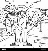 Golf Caddie With A Club Coloring Page For Kids Stock Vector Image & Art  sketch template