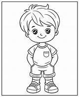 Little boy coloring Page To print sketch template