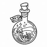 Halloween Vector Illustration Featuring A Potion Bottle With Mushrooms  sketch template