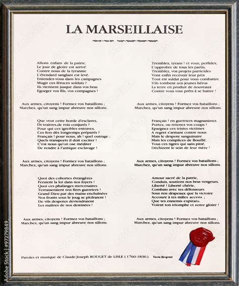 La Marseillaise, hymne national de la France Photos | Adobe Stock