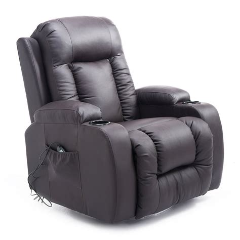 HOMCOM Massage Recliner Chair Heated Vibrating PU Leather Ergonomic ...