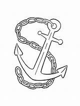 Anchor Coloring Pages Ship Rope Drawing Boat Printable Color Boats  sketch template