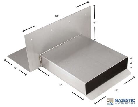 Eaton 8" Rectangle Roof Drainage Scupper - Stainless Steel