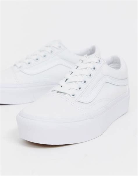 Vans Classic Old Skool platform triple white sneakers | ASOS