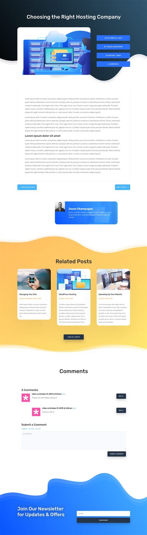 Get a FREE Blog Post Template for Divi's Hosting Company Layout Pack