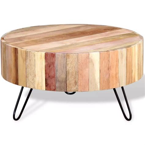 H4home Industrial Round Coffee Table Solid Reclaimed Wood Handmade | H4Home Furnitures | Solid ...