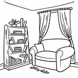 Cozy Reading Nook Coloring Page  Coloring Pagescom sketch template