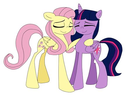 Fluttershy and Twilight hugging - transparent by katkakakao on DeviantArt