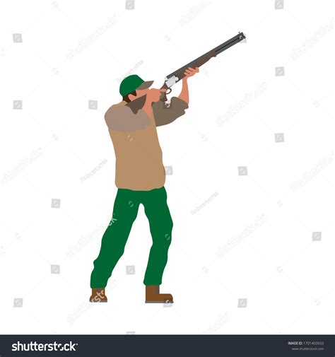 Hunter Hunting Aiming Shotgun Vector Illustration Stock Vector (Royalty ...