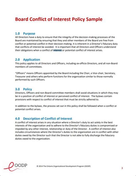 Conflict of Interest Policy Template: 11 Sample Examples for Use ...