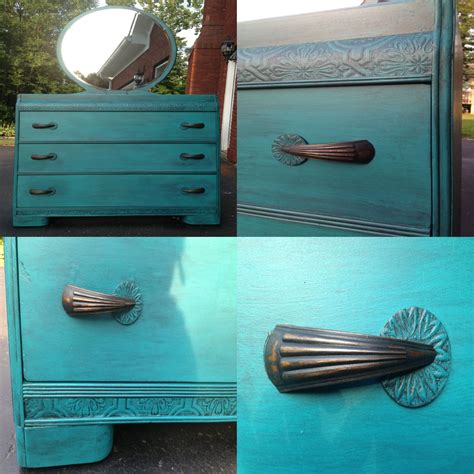 Turquoise dresser, Sherwin-Williams Gulfstream paint as chalk paint and ...