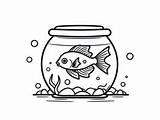 Fish Tank Aquarium Coloring Sheet  Page sketch template