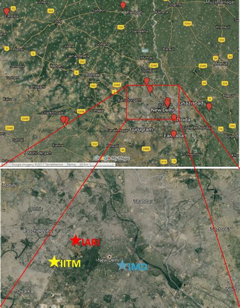 Map of the Delhi National Capital Region with the locations of the main... | Download Scientific ...