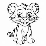 Cute Cartoon Tigers Coloring Pages sketch template