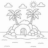 Premium Vector  Island coloring page For Kids Summer Outline Doodle sketch template