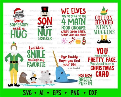 Elf Movie Quotes & Image Bundle DOWNLOAD SVG PNG Dxf Eps Ai - Etsy