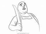 Butcher With Big Knife Coloring Page For Kids  Free Butchers Printable sketch template