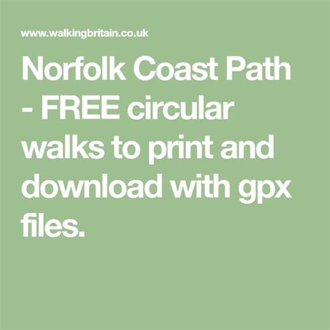 Norfolk Coast Path walks FREE to download & print | Norfolk coast ...