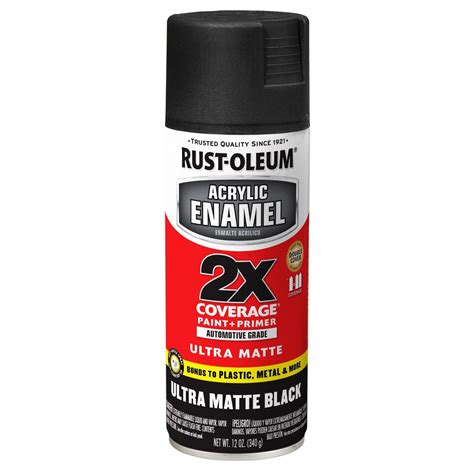 Rust-Oleum Ultra Matte Black Acrylic Enamel 2X Spray Paint 12Oz