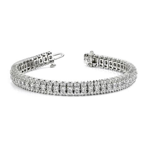 6.50 ct Ladies Three Row Round Cut Diamond Tennis Bracelet in 14 kt