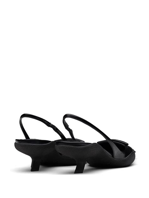 Prada Black Leather Slingback Heels | ModeSens
