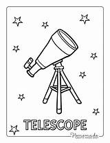 Coloring Telescope Pages Printable Kids Sketch Page sketch template