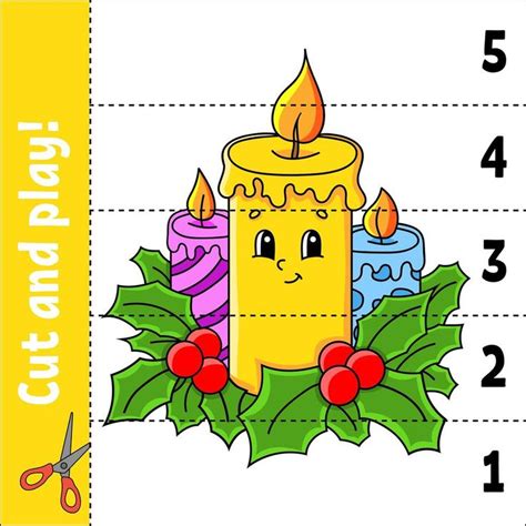 a cut out christmas candle with holly leaves and candles on it, for cutting paper