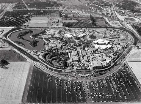 Aerial photograph of Disneyland on opening day, Anaheim, California ...