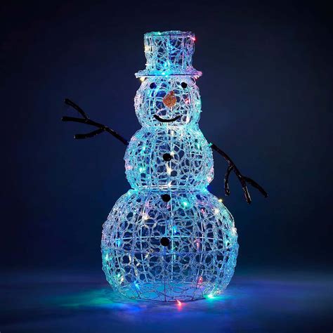 Acrylic LED Snowman Multicolour 3D Outdoor Christmas Light Decoration ...