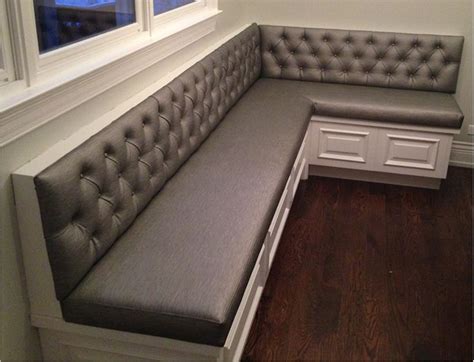 Transitional diamond tufted sewn custom kitchen banquette Storage Bench Seating, Custom ...