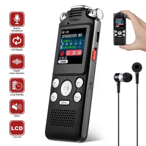 16GB/8GB Digital Voice Activated Recorder for Lectures, EEEkit 12H ...