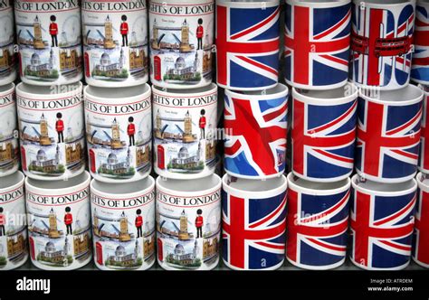 Souvenir mugs on sale in London shop Stock Photo - Alamy