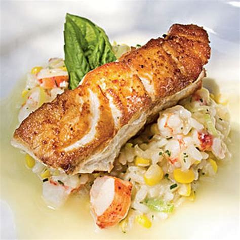 Roasted Grouper with Seafood Risotto and Champagne Citrus Beurre Blanc