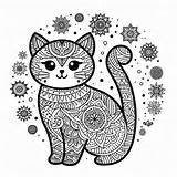 Cat mandala coloring Page  Mandalamakeronline sketch template