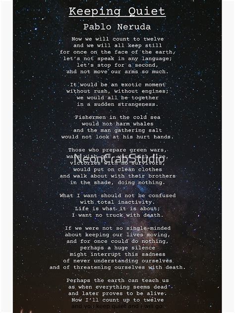 "Keeping Quiet Poem" Poster for Sale by NeonCrabStudio | Redbubble