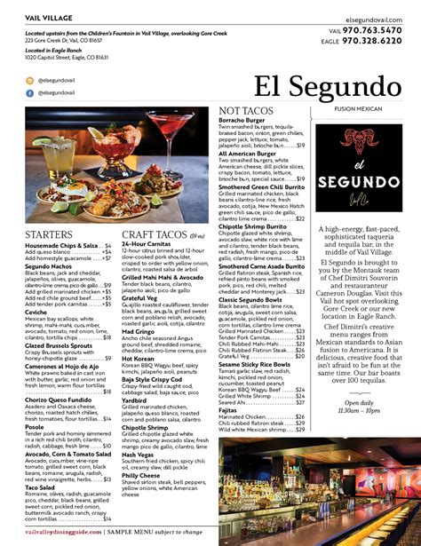 El Segundo — Vail Valley Dining Guide