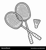 Coloring Book For Kids Badminton Rackets Vector Image sketch template