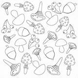 A Set Of Autumn Wild Mushrooms In Black And White Stock Illustration  sketch template