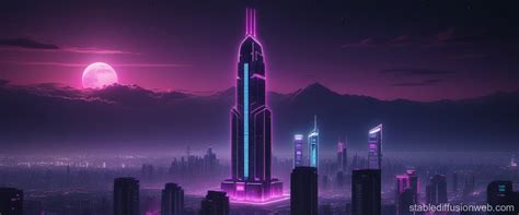 Flying Cyberpunk Skyscraper at Night | Stable Diffusion Online