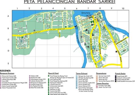 Peta Pelancongan Bandar Sarikei location map - Malaxi