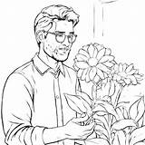 Mann mit Blumen  Die Schönheit Der Natur Coloring Pages Online sketch template
