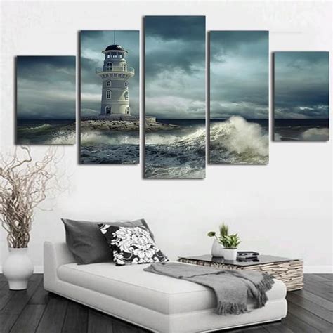 Dramatic Lighthouse | Seascape wall art, Seascape canvas, Canvas art wall decor