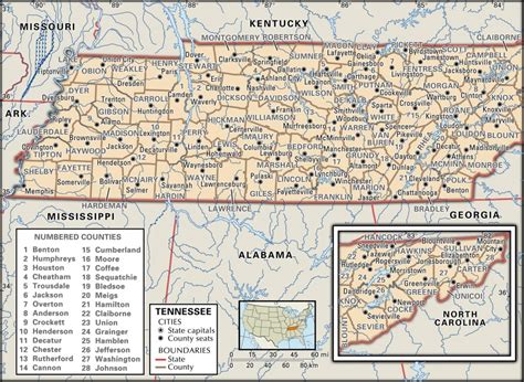 Tennessee Labeled Map