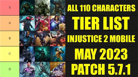 All 110 Characters Injustice 2 Mobile Tier List Patch 5.7.1 - YouTube