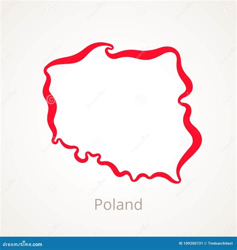 Poland - Outline Map stock vector. Illustration of poland - 109200731