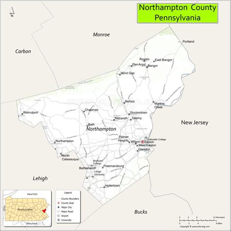 Map of Northampton County, Pennsylvania - Where is Located, Cities ...