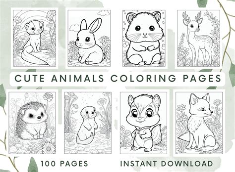 Cute Animals Coloring Pages for Kids, Cute Animals Coloring Book for Kids, Animal Coloring, Kids ...