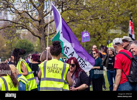 London, United Kingdom - April 30th 2023: Posie Parker (Kellie-Jay Keen-Minshull) speaks to ...